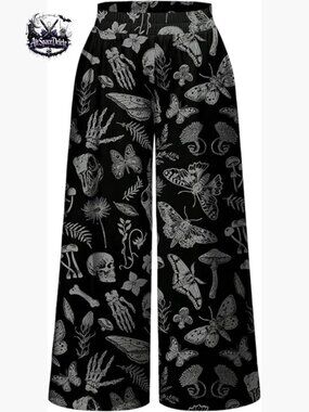 Plus Size Wide Leg Trousers Elastic Waist Goth Streetwear Pants